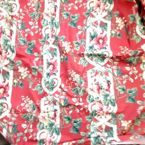 Vintage P. Kaufmann every wide curtain red floral trellis design 154"X51" fabric